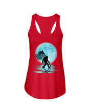Load image into Gallery viewer, Bigfoot  Moon American Flag Custom Design For Bigfoot Lovers Ladies Flowy Tank
