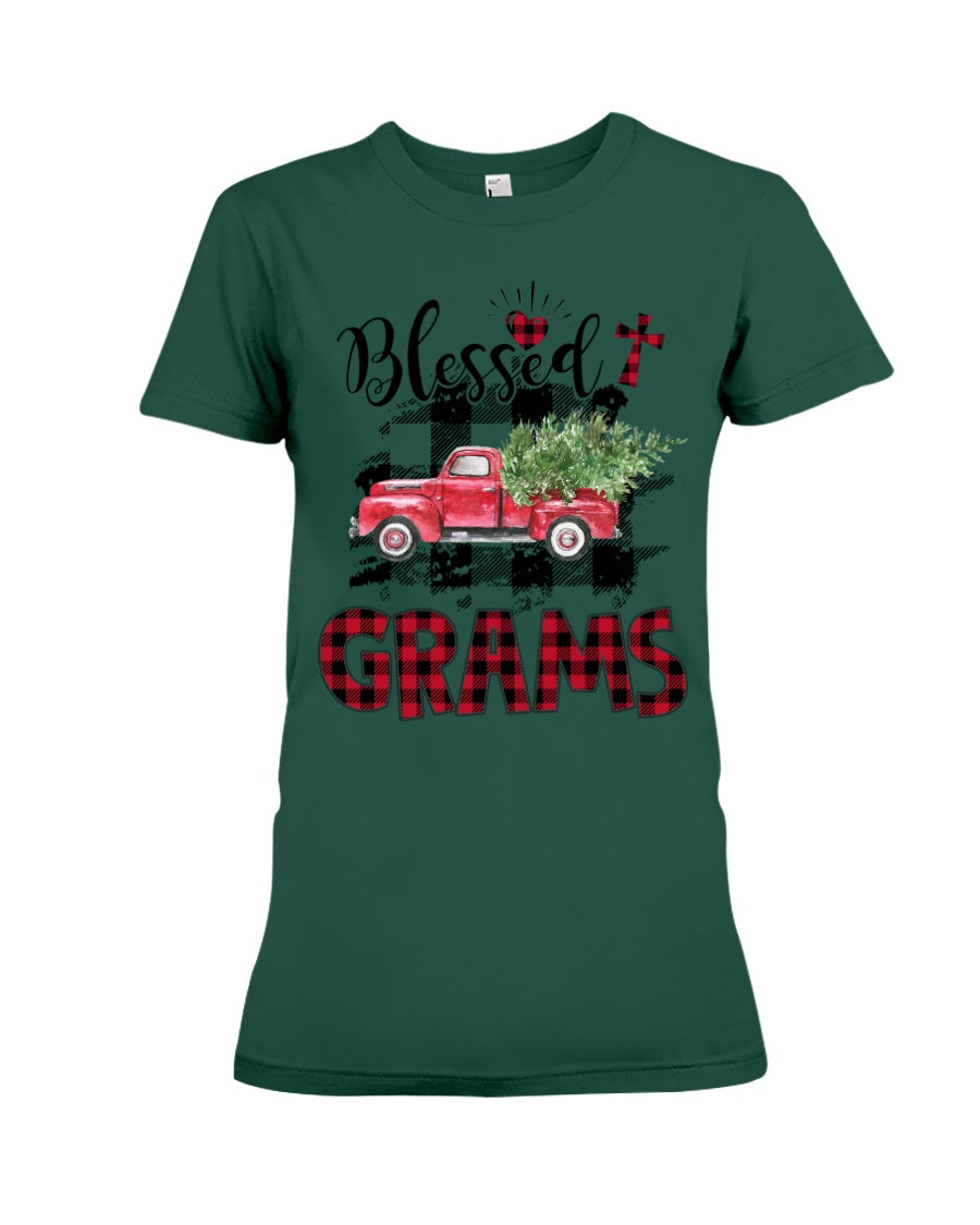 Blessed Grams Red Plaid Driving Car Custom Design Gifts Ladies Tee