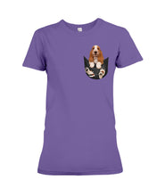 Load image into Gallery viewer, Basset Hound In Middle Pocket For Dog Lovers Ladies Tee
