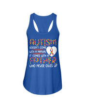 Load image into Gallery viewer, Autism Comes With A Father Who Never Gives Up Ladies Flowy Tank

