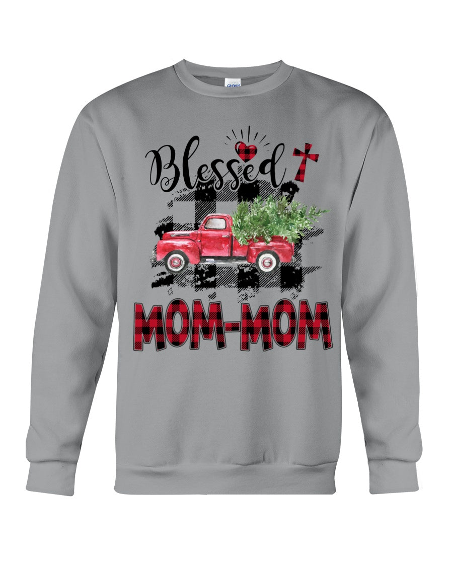 Blessed Mom-Mom Red Plaid Driving Car Custom Design Gifts Sweatshirt
