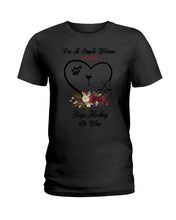 Load image into Gallery viewer, A Simple Woman Loves Dog Hockey And Wine Custom Design Ladies Tee
