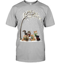 Load image into Gallery viewer, Cats Winter Tree Snowy Gifts Idea Guys Tee

