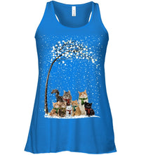 Load image into Gallery viewer, Cats Winter Tree Snowy Gifts Idea Ladies Flowy Tank
