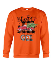 Load image into Gallery viewer, Blessed Gee Black And White Plaid Driving Car Custom Design Gifts Sweatshirt
