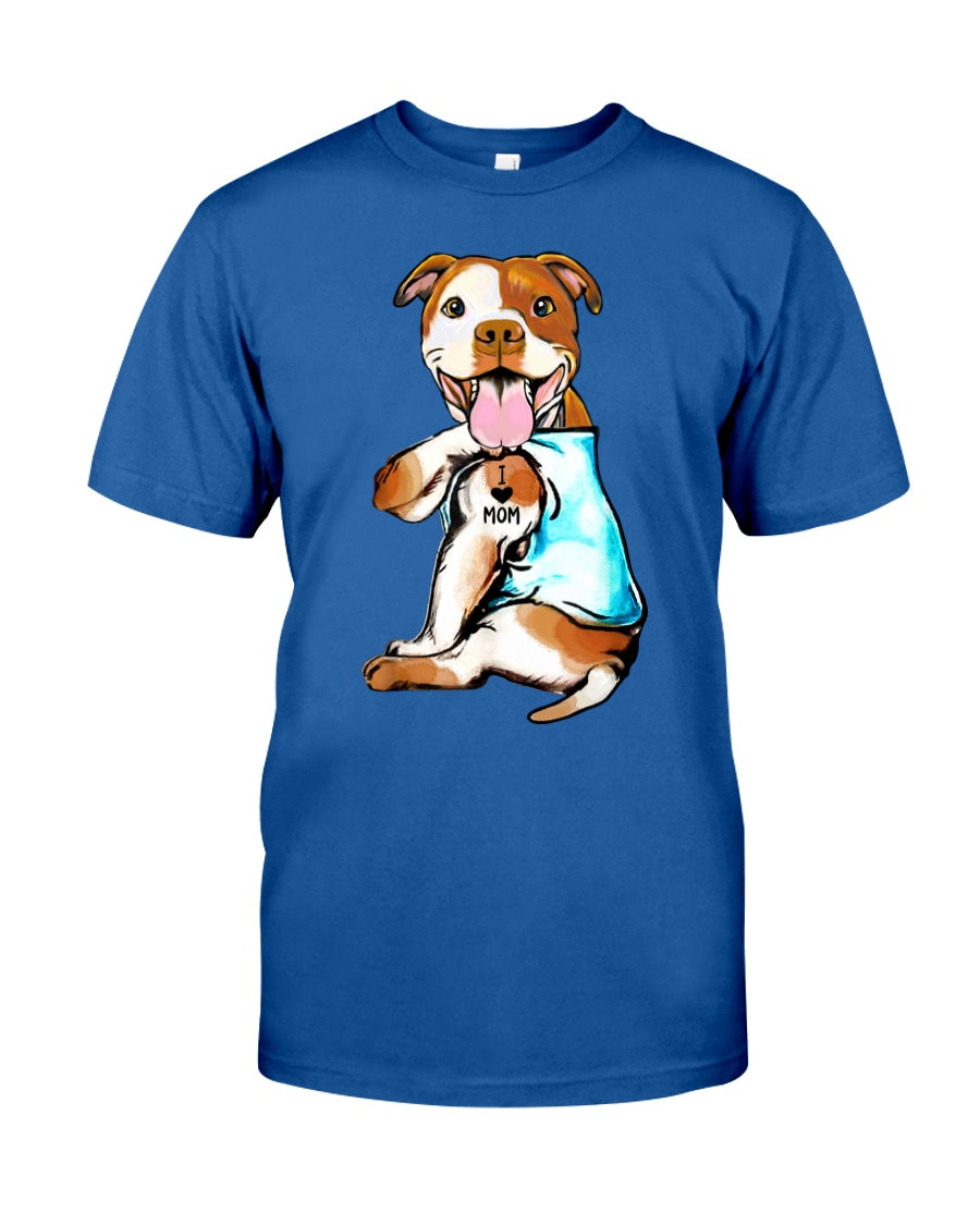 Bull I Love Mom Custom Design Gifts For Dog Lovers Guys Tee