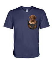 Load image into Gallery viewer, Chesapeake Bay Retriever In Pocket Personalized Name Gifts For Dog Lovers Guys V-Neck
