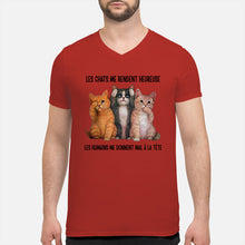 Load image into Gallery viewer, Cat Make Me Happy Gift For Cat Lovers Guys V-Neck
