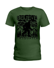 Load image into Gallery viewer, Bigfoot Believe Sasquatch Custom Design For Friends Ladies Tee
