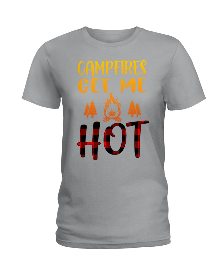 Campfires Get Me Hot Gifts For Camping Lovers Ladies Tee