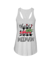 Load image into Gallery viewer, Blessed Meemaw Black And White Plaid Driving Car Custom Design Gifts Ladies Flowy Tank
