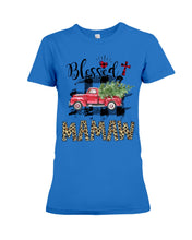 Load image into Gallery viewer, Blessed Mamaw Leopard Pattern Driving Car Custom Design Gifts Ladies Tee
