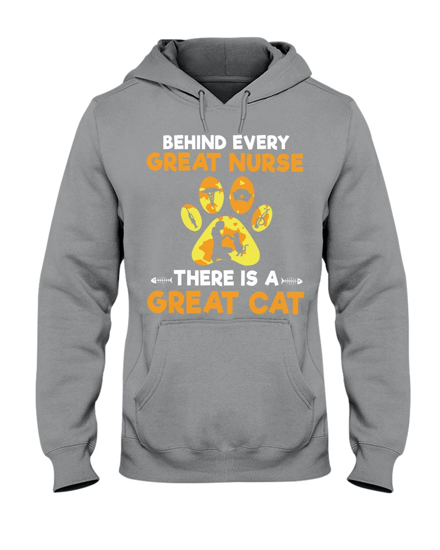 Behind Every Great Nurse There Is A Great Cat Custom Design Hoodie