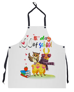 100Th Day Of School Funny Llama  And Owl Gifts For Students Apron