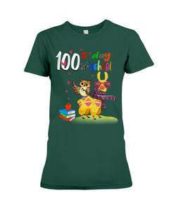 100Th Day Of School Funny Llama  And Owl Gifts For Students Ladies Tee