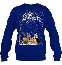 Load image into Gallery viewer, Cats Winter Tree Snowy Gifts Idea Sweatshirt
