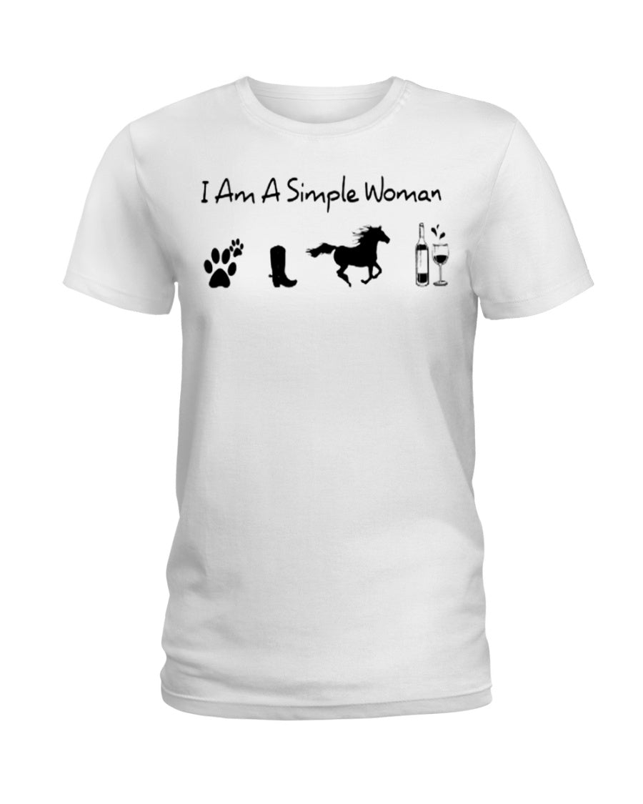 A Simple Women With Horse Dog And Wind Ladies Tee