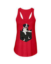 Load image into Gallery viewer, Border Collie In Pocket Personalized Name Gifts For Dog Lovers Ladies Flowy Tank

