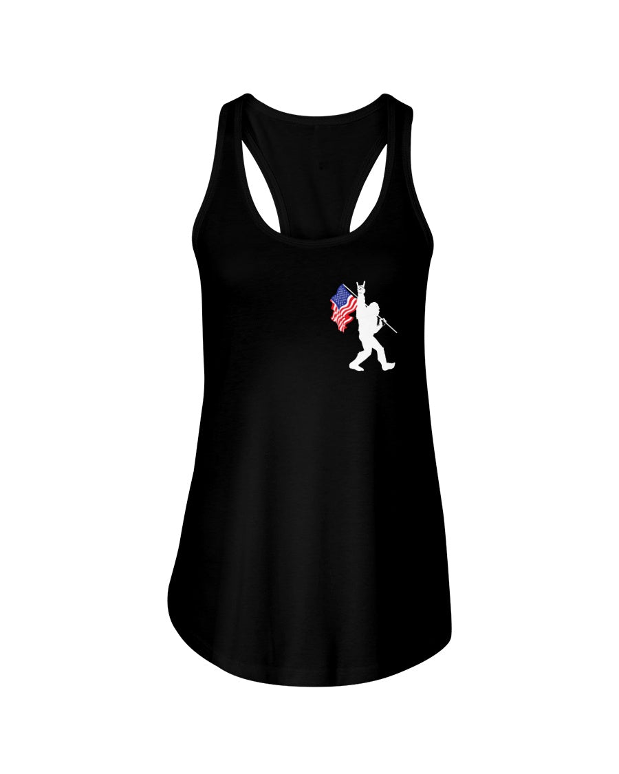 Bigfoot Flag Usa Two-Sided Custom Design Gift For Friends Ladies Flowy Tank