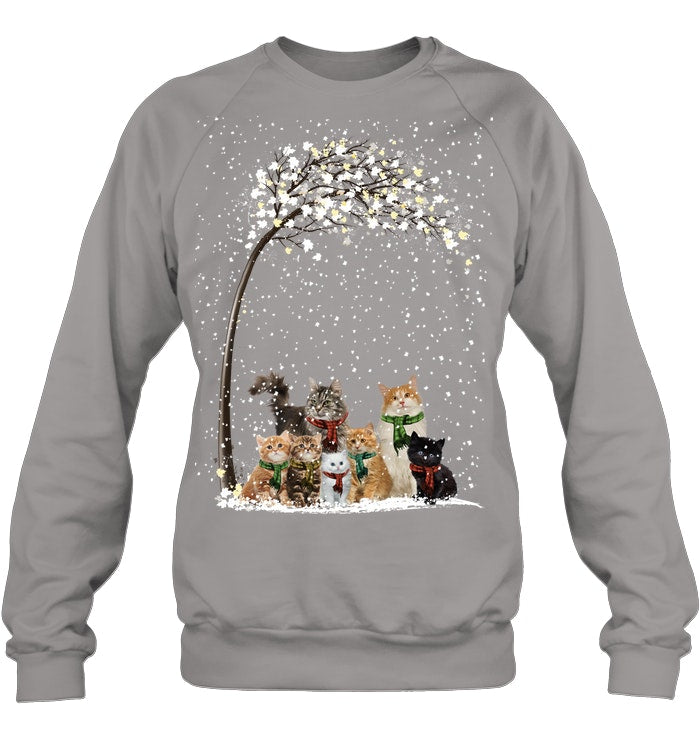 Cats Winter Tree Snowy Gifts Idea Sweatshirt