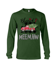 Load image into Gallery viewer, Blessed Meemaw Black And White Plaid Driving Car Custom Design Gifts Unisex Long Sleeve
