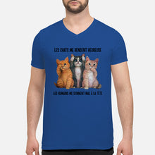 Load image into Gallery viewer, Cat Make Me Happy Gift For Cat Lovers Guys V-Neck
