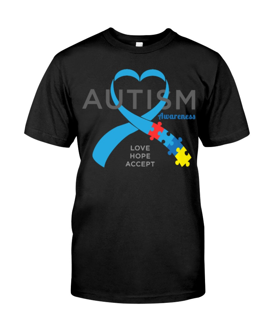 Autism Love Hope Accept Custom Design - World Autism Awareness Day Gift Guys Tee