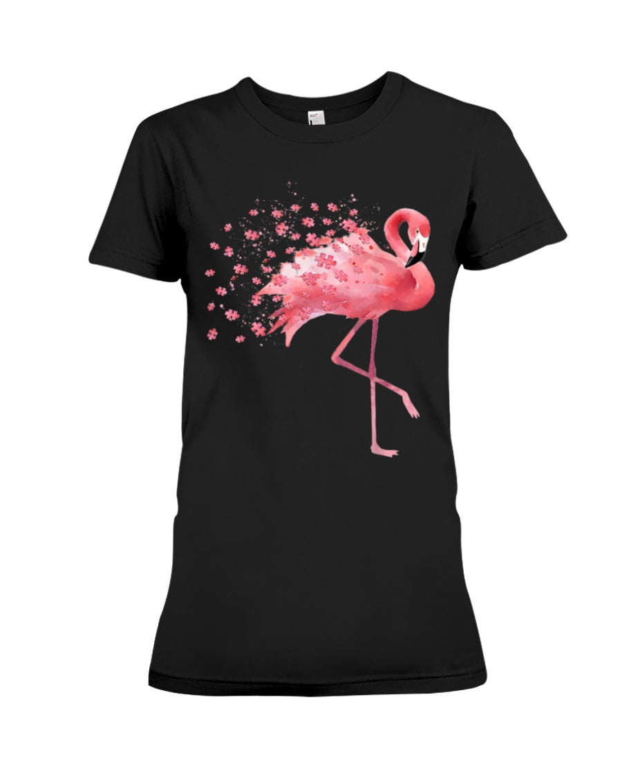 Autism Awareness- Autism Flamingo Custom Design Ladies Tee