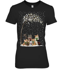 Load image into Gallery viewer, Cats Winter Tree Snowy Gifts Idea Ladies Tee
