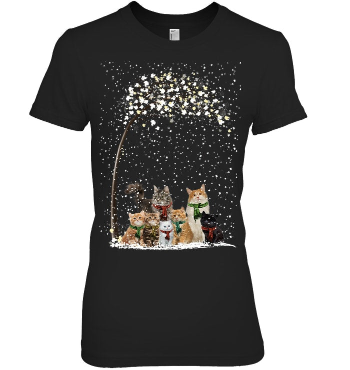Cats Winter Tree Snowy Gifts Idea Ladies Tee
