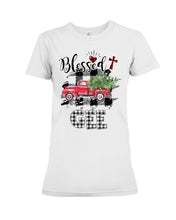 Load image into Gallery viewer, Blessed Gee Black And White Plaid Driving Car Custom Design Gifts Ladies Tee
