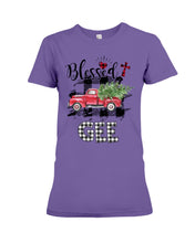 Load image into Gallery viewer, Blessed Gee Black And White Plaid Driving Car Custom Design Gifts Ladies Tee

