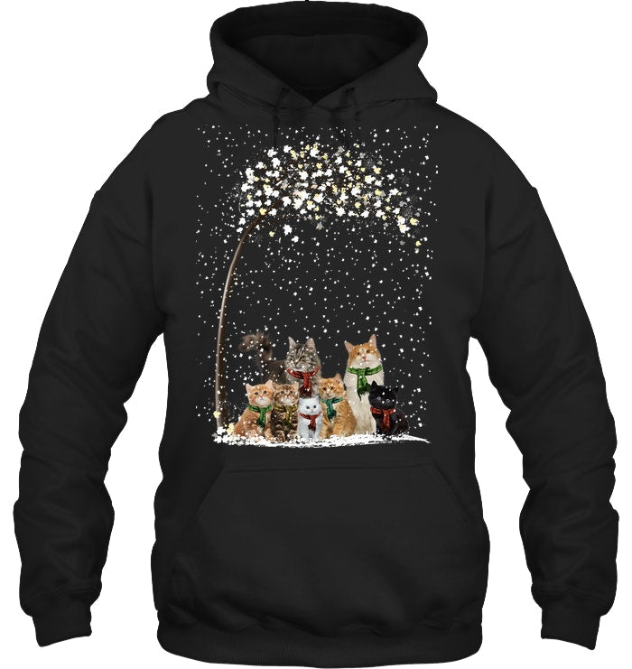 Cats Winter Tree Snowy Gifts Idea Hoodie