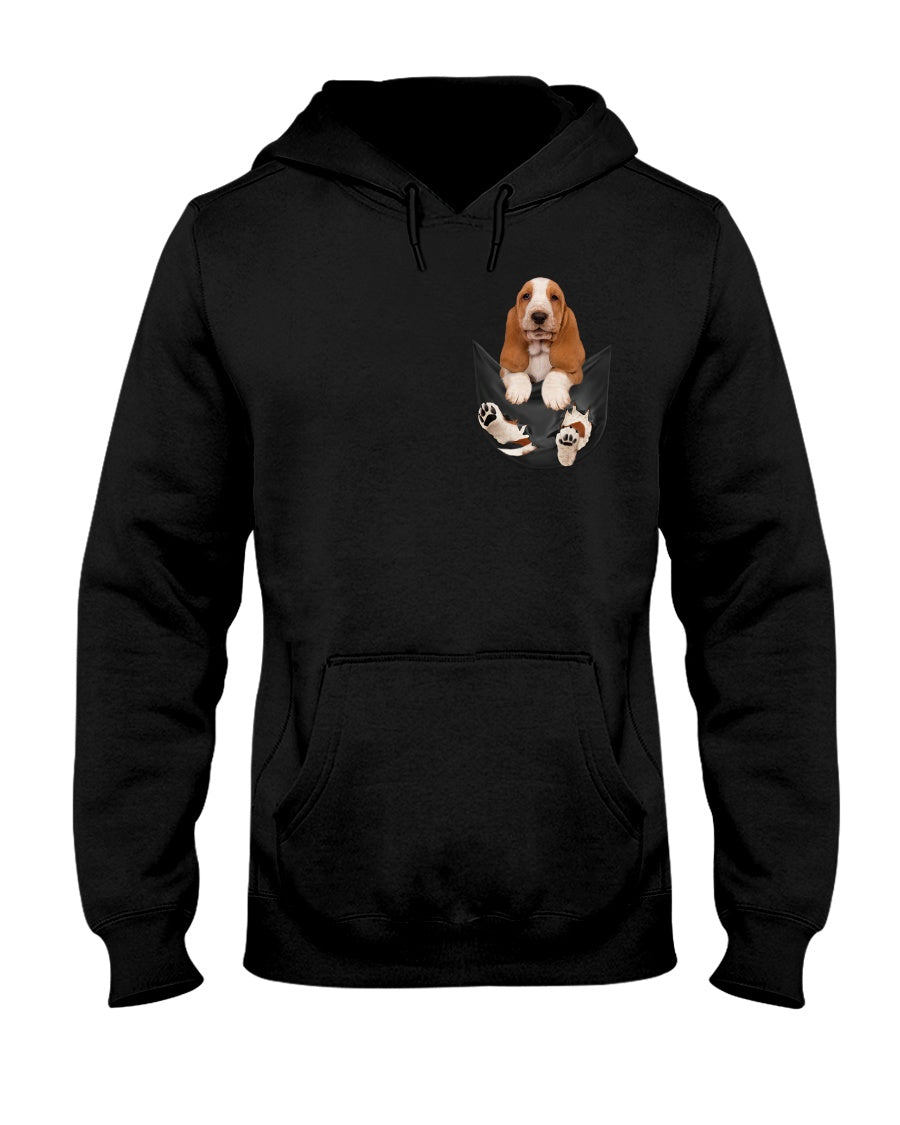 Basset Hound In Middle Pocket For Dog Lovers Hoodie