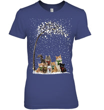 Load image into Gallery viewer, Cats Winter Tree Snowy Gifts Idea Ladies Tee
