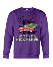 Load image into Gallery viewer, Blessed Meemaw Black And White Plaid Driving Car Custom Design Gifts Sweatshirt
